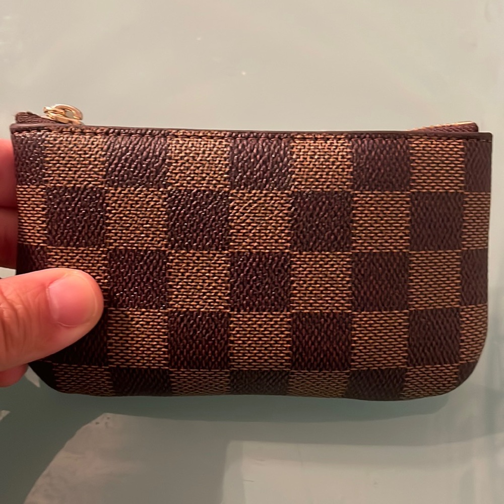 Daisy rose brown cash credit zip wallet with key fob